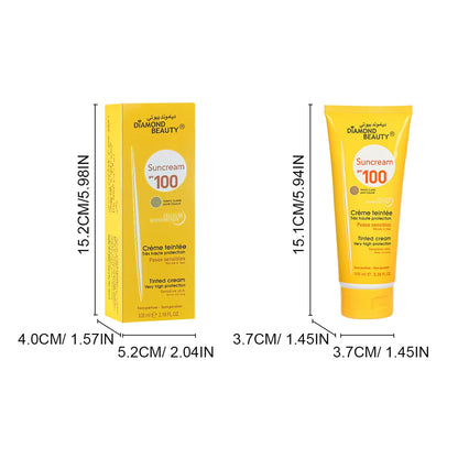 DIAMOND BEAUTY SPF 100 Tinted Sunscreen | Ultra Protective, Lightweight & Fast Absorbing | For Sensitive Skin with Hyaluronic Acid | 100ml