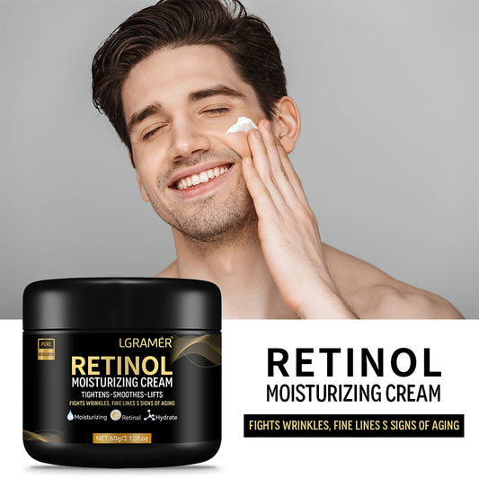 LGRAMÉR Men’s Retinol Face Moisturizer | Anti-Wrinkle, Pore-Tightening & Skin Lifting | Hydrating & Whitening Retinol Cream | 60g