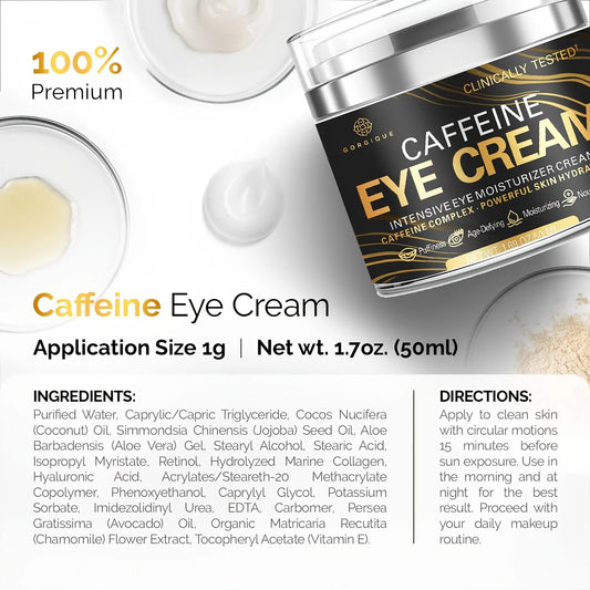 Caffeine Eye Cream | Anti-Aging, Dark Circle & Puffiness Reduction, Under-Eye & Face Tightening