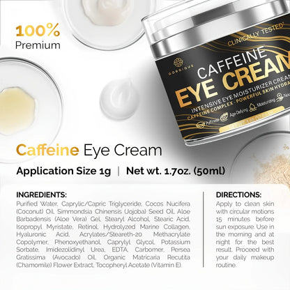 Caffeine Eye Cream | Anti-Aging, Dark Circle & Puffiness Reduction, Under-Eye & Face Tightening