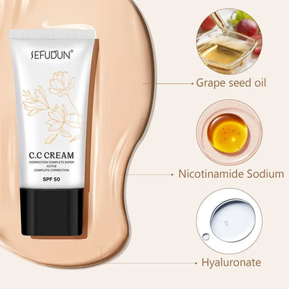 CC Cream Natural Concealer Liquid Foundation Waterproof Long Lasting Isolation BB Cream Oil-control Base Makeup 30ml