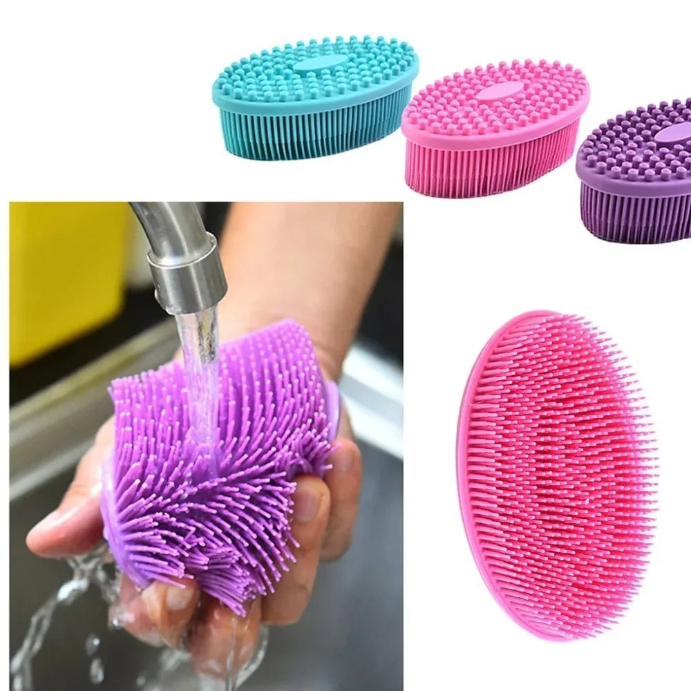Silicone Body Scrubber Bath Shower Sponge Dry Bath Brush for Body Massager Bast Exfoliating Silicone Bathing Scrubber Body Brush