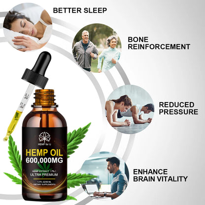 HEMP for U | Organic Hemp Oil 600,000mg | Stress, Pain & Sleep Support | 50ml