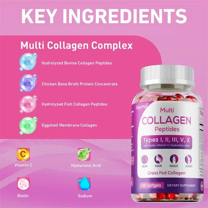 Buporai | Collagen Peptides with Biotin & Vitamin C | Skin, Hair, Nails, Joint & Digestion Support | 60 Capsules
