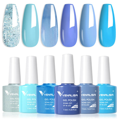 Venalisa Nail Gel Polish Kit HEMA FREE Nude Pink Color Collection Self Leveling Full Coverage Nail Manicure Set 6Pcs Kit