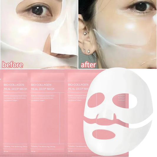Bio Collagen Face Mask | Deep Hydration, Pore Tightening & Firming | Moisturizing, Nourishing & Brightening Skincare | 1/2/5/10pcs