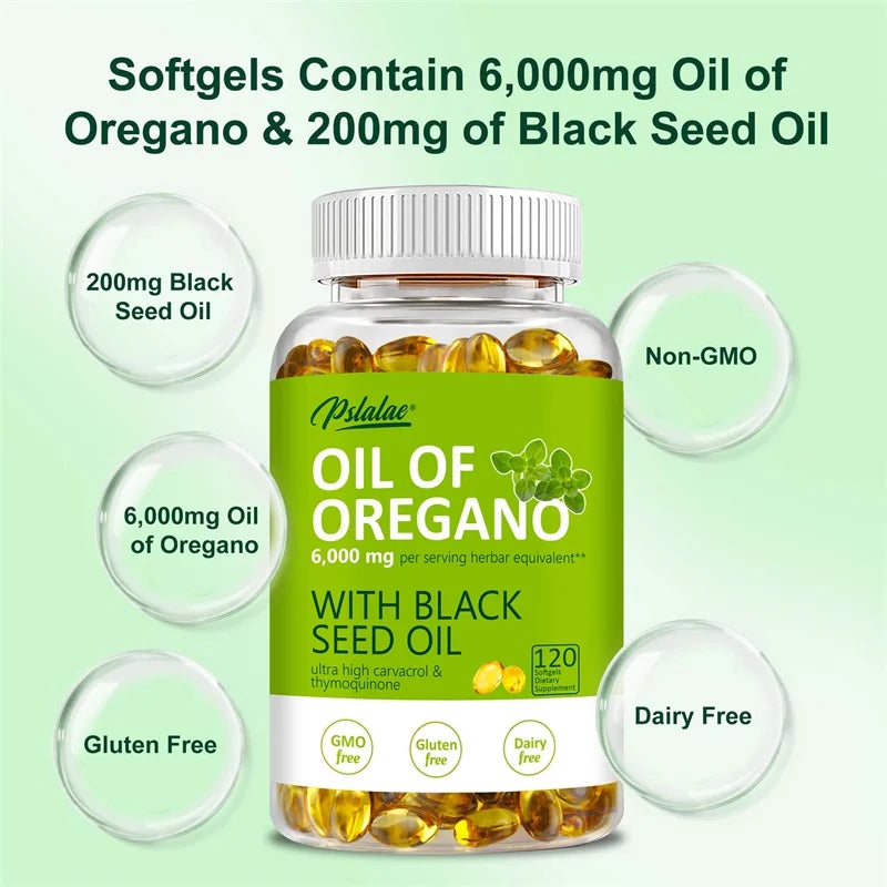 Pslalae | Oregano Oil Black Seed Softgels | Immune & Digestive Health Support