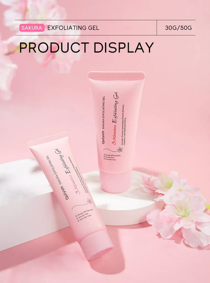 Quiyum Sakura Exfoliating Gel | Facial Scrub with Vitamin C & Prunus Lannesiana Extract | Moisturizing, Smoothing & Even Skin Tone | 50g