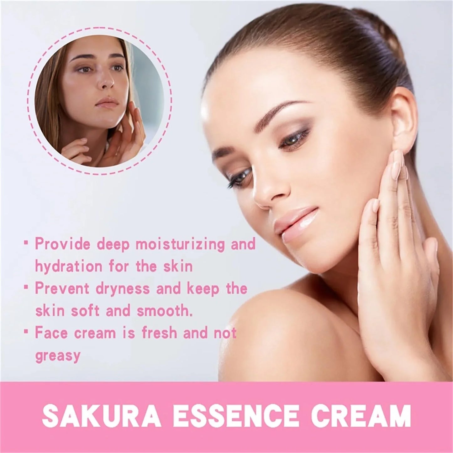 TRSTAY Japan Sakura Essence Cream | Sakura Tone-Up Cream with Hyaluronic Acid | Moisturizing & Firming Neck & Face Care | HYALU B5 Formula