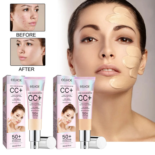 30ML CC Cream Natural Concealer Liquid Foundation Waterproof Long Lasting Isolation BB Cream Brightening Oil-control Base Makeup