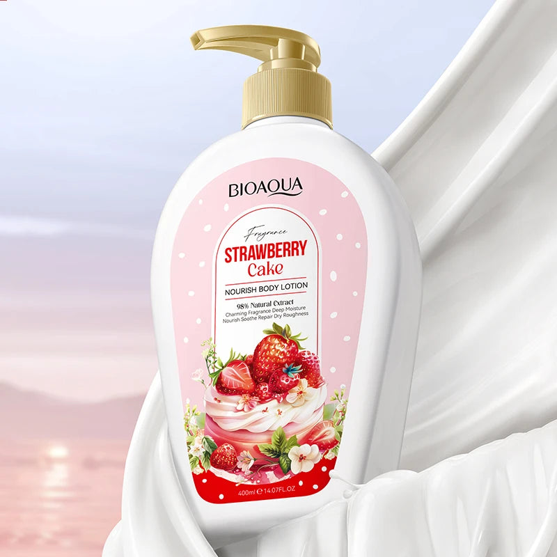 BIOAOUA Strawberry Cake Nourishing Body Lotion Niacinamide Moisturizing Brightening Repairing Refreshing Body Lotion Skin Care
