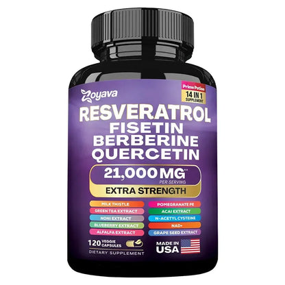 Zoyava | Resveratrol Fisetin Berberine Quercetin | 14-in-1 Antioxidant & Health Support