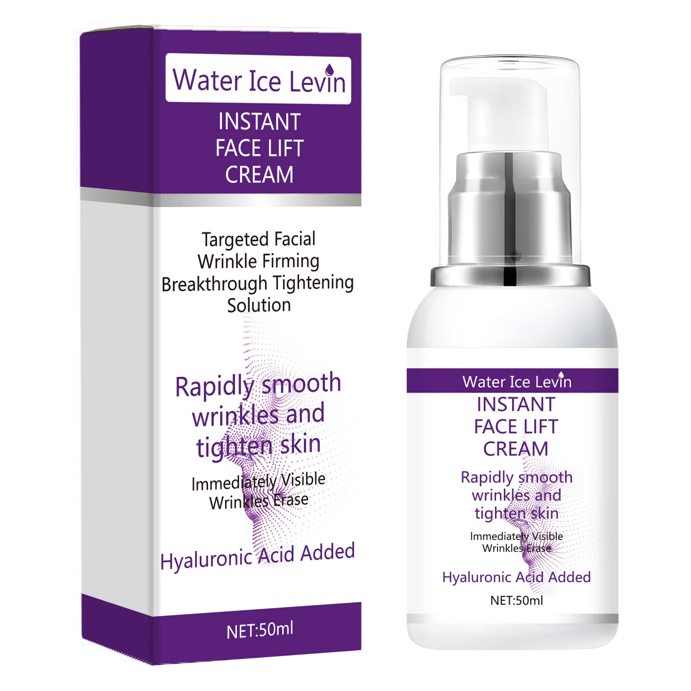 Water Ice Levin Instant Face Lift Cream | Rapid Wrinkle Smoothing & Skin Tightening | With Hyaluronic Acid | 50ml