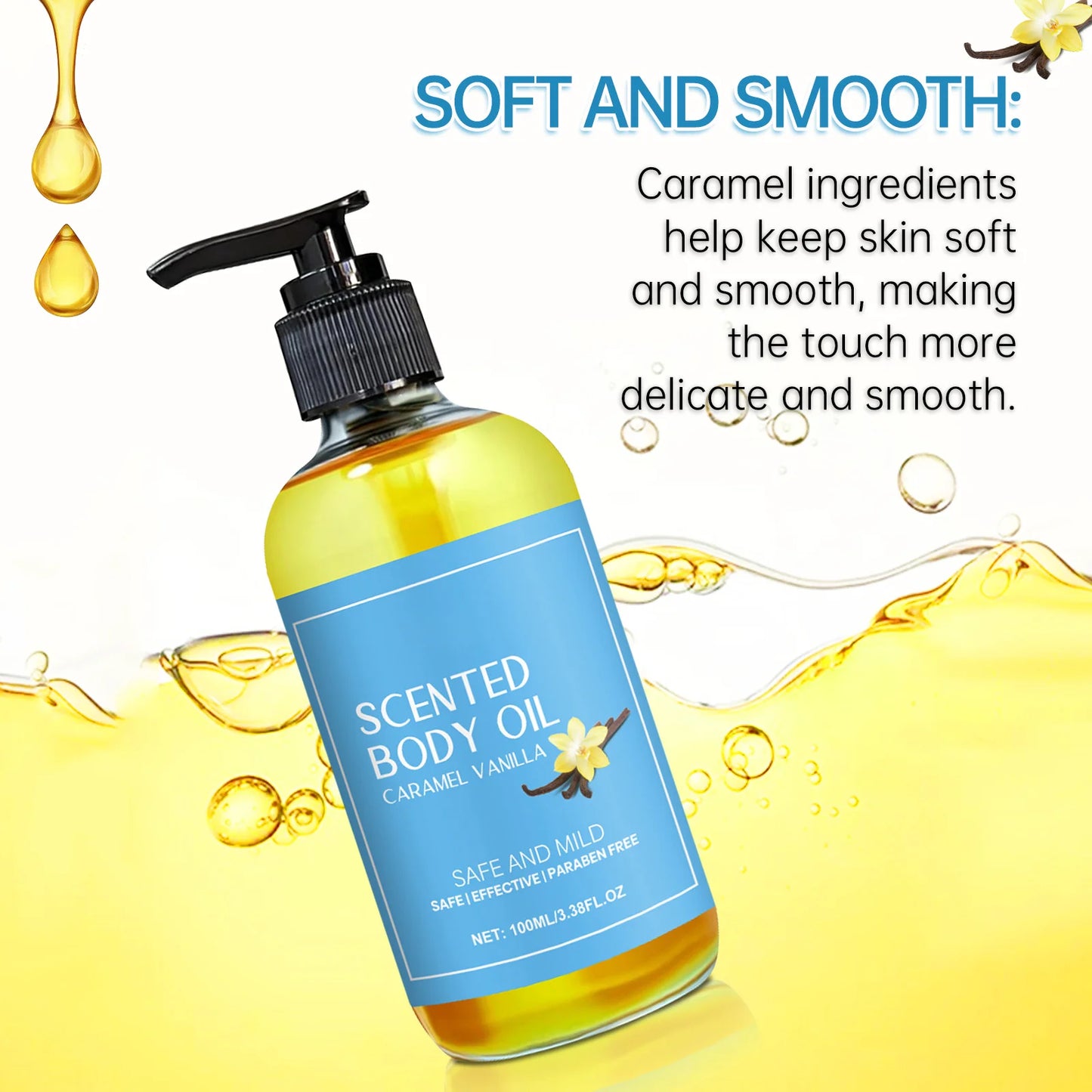 Vanilla Body Massage Oil Improve Moisturizing Relieve Stress Strengthen Nourishing Muscle Relaxing Body SPA Plant Essential Oils