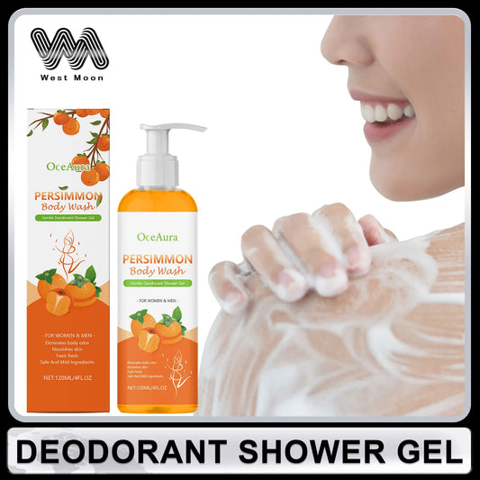 OCEAURA Persimmon Deodorizing Shower Gel Odor Remover Sweat Stains Body Cleaning Lasting Fragrance Smoothing Nourish Body Wash