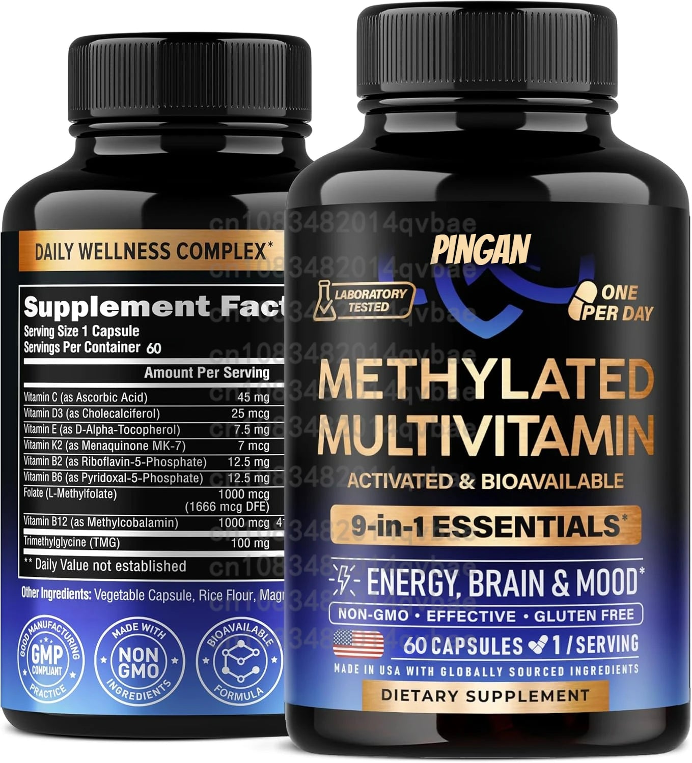 PINGAN | Methylated Multivitamin with B12 | Energy, Brain & Mood Support
