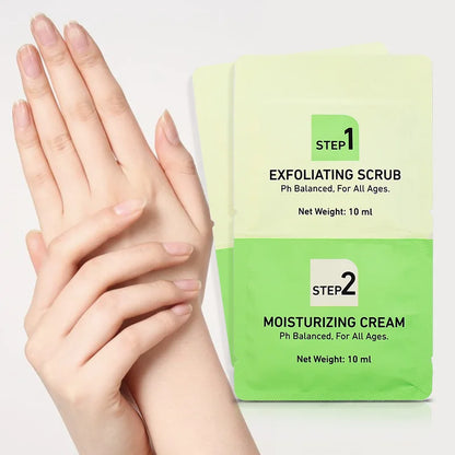 10ml Hand Exfoliating Scrub + 10ml Moisturizing Hand Cream Hydrating Deep Cleansing Nourishing Skin Walnut Aloe Vera Extract