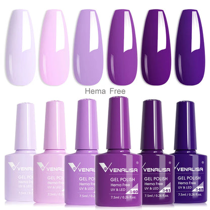 Venalisa Nail Gel Polish Kit HEMA FREE Nude Pink Color Collection Self Leveling Full Coverage Nail Manicure Set 6Pcs Kit