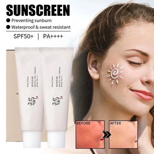 REAROYA Korean Rice Probiotic Sunscreen SPF 50+ PA++++ – 50ml / 100ml Whitening, Anti-UV & Mild Moisturizing Facial Serum