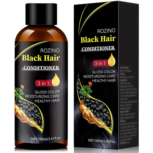 ROZINO 3-in-1 Black Hair Conditioner – 100g Gloss Color, Moisturizing Care & Split End Repair