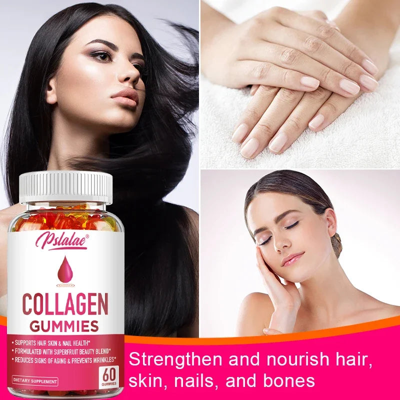 Pslalae | Collagen Gummies with Superfruit Blend | Hair, Skin, Joints, Digestion & Immune Support | 60 Gummies