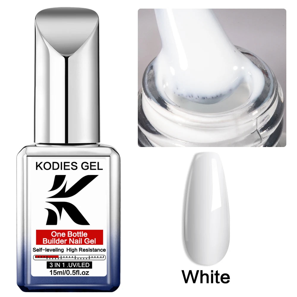 KODIES GEL 3 IN 1 Builder Nail Gel Polish No Pain Nude Self Leveling Thick Construction Hard Gel for Extension Manicure Nail Art