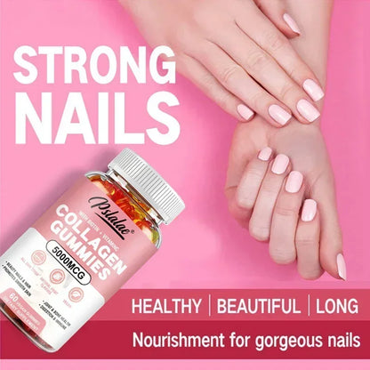Pslalae | Collagen Gummies with Vitamin C & Biotin | Hair, Nails, Smooth Skin, Joint & Bone Health | 60 Vegan Gummies