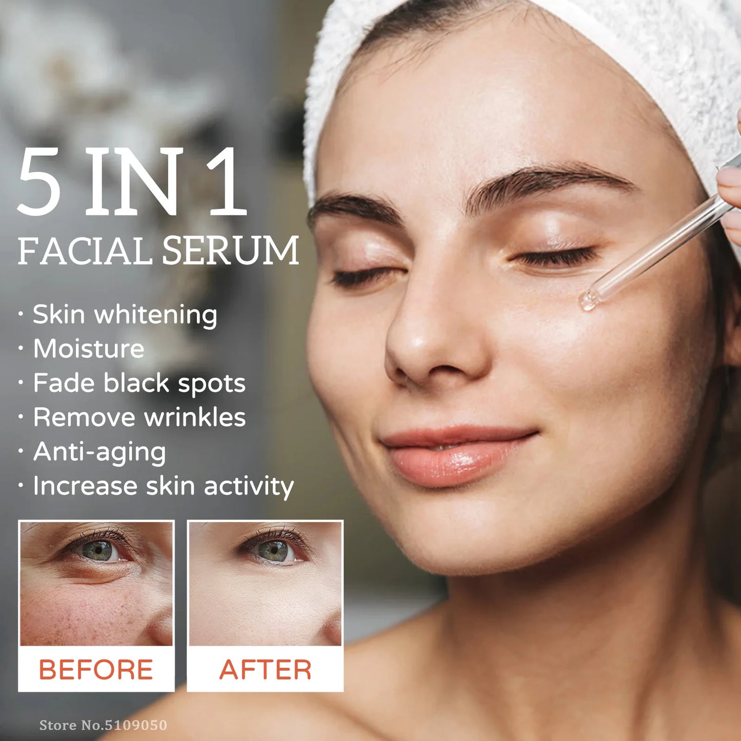 JAY SUING 5-in-1 Professional Facial Serum | Hyaluronic Acid, Vitamin C, Niacinamide, Collagen & Vitamin E | Anti-Wrinkle, Spot-Fading & Pore-Minimizing | 30ml