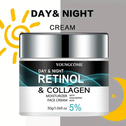 YOUNGCOME Retinol & Collagen Moisturizing Cream | With Hyaluronic Acid | Brightening, Nourishing & Skin Texture Improvement | Day & Night Use | 30g