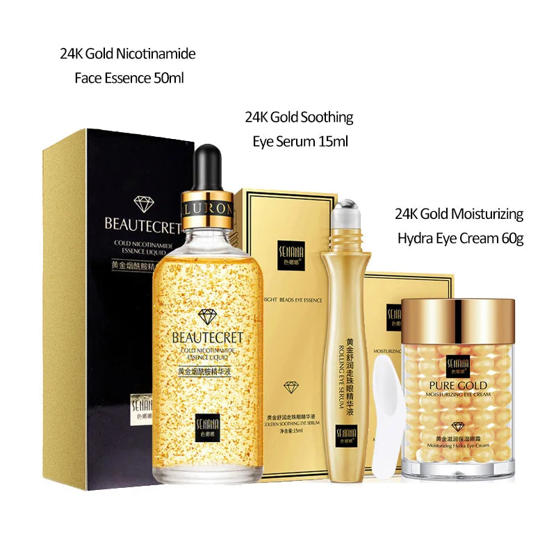 24K Gold Skincare Set | Niacinamide & Collagen | Anti-Aging & Dark Circle Reduction