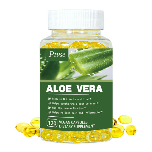 Ptvse | Organic Aloe Vera Supplement | Digestive Health, Immune Support, Anti-Inflammatory | 120 Vegan Capsules