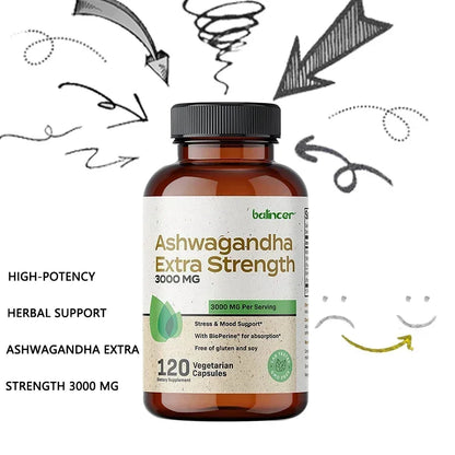 Ashwagandha Extra Strength 3000mg | Stress & Mood Support with BioPerine