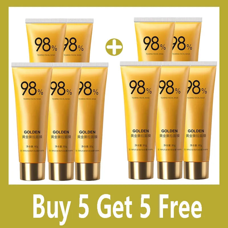 Gold Peel-Off Facial Mask | Deep Cleansing, Pore Tightening & Blackhead Removal | Brighten Skin & Cleanse Nose Pores | 80g