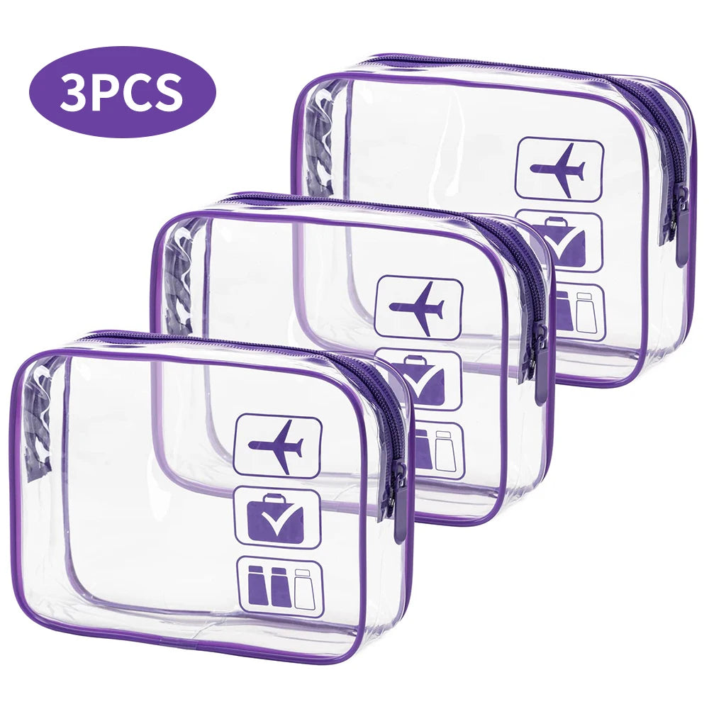 Cosmetic Pouch 3 Pcs Clear Toiletries Bags Carry On Airport Airline Compliant Bag Toiletry Bag Convenient Travel Toiletry Bag Fa