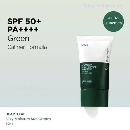 Anua Heartleaf Silky Moisture Sun Cream SPF50+ | Lightweight & Hydrating Daily Facial Sunscreen | 50ml