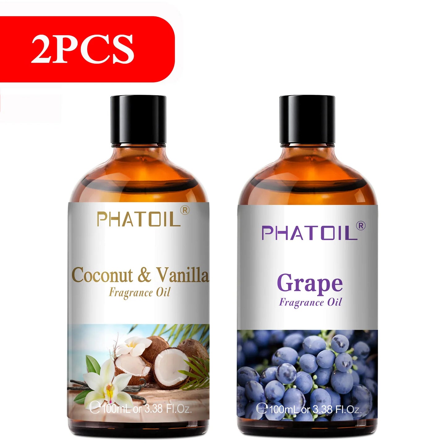 PHATOIL 100ml Aromatherapy Fragrance Oil Coconut & Vanilla Strawberry Cherry 2PCS/1PCS Aroma Oils For Diffuser Candle Making