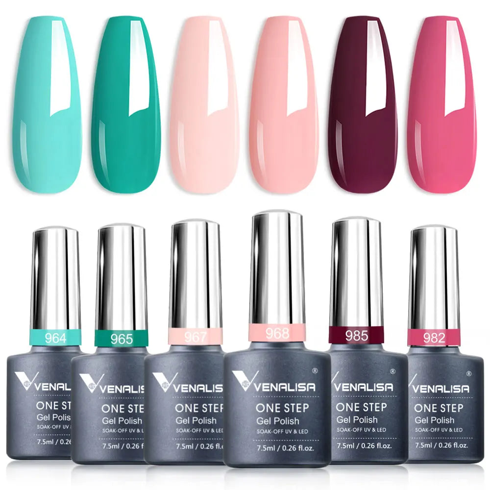 Venalisa Nail Gel Polish Kit HEMA FREE Nude Pink Color Collection Self Leveling Full Coverage Nail Manicure Set 6Pcs Kit