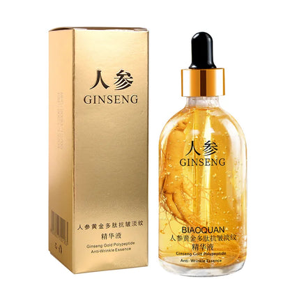 BIAOQUAN Ginseng Gold Polypeptide Face Serum | 24K Gold, Hyaluronic Acid & Nicotinamide | Anti-Wrinkle, Lifting & Whitening Essence | 100ml