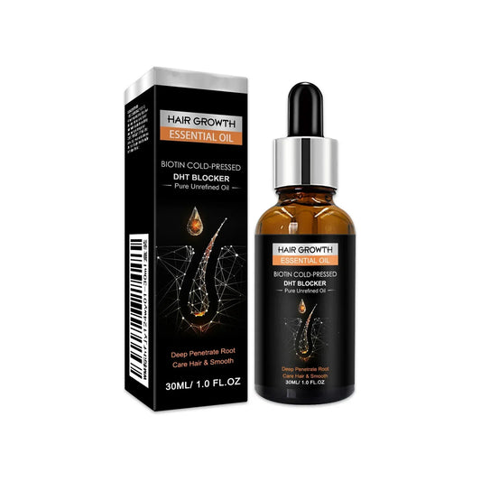 Hair Growth Essential Oil – 30ml Biotin Cold-Pressed DHT Blocker for Regrowth & Root Care