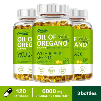 Pslalae | Oregano Oil Black Seed Softgels | Immune & Digestive Health Support