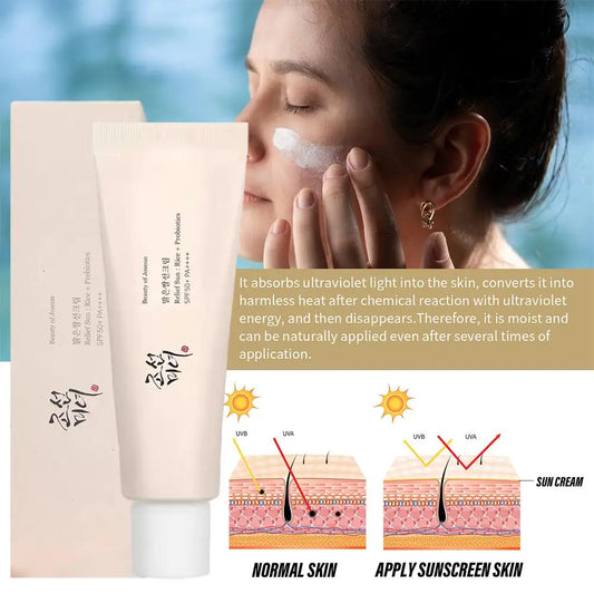 Rice Sunscreen SPF 50 | Lightweight, Non-Greasy & Long-Lasting UV Protection | For Sensitive Skin | 50ml