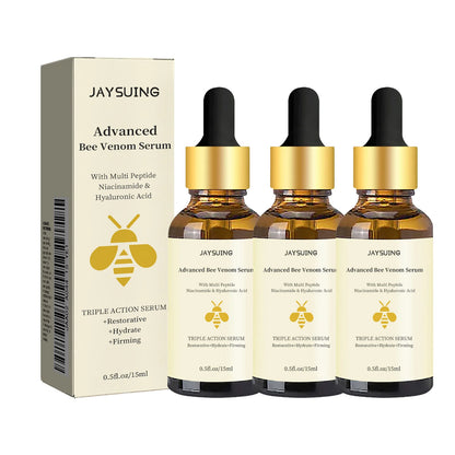 JAYSUING Bee Venom Facial Serum | Triple Action: Wrinkle Reduction, Skin Tightening & Hydration | With Peptides, Niacinamide & Hyaluronic Acid | 1/2/3pcs x 15ml