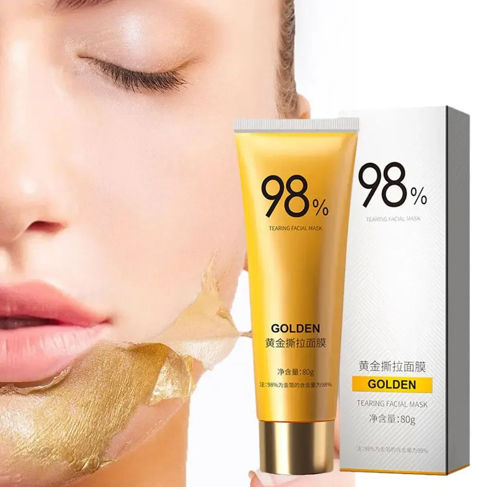 Gold Peel-Off Facial Mask | Deep Cleansing, Pore Tightening & Blackhead Removal | Brighten Skin & Cleanse Nose Pores | 80g