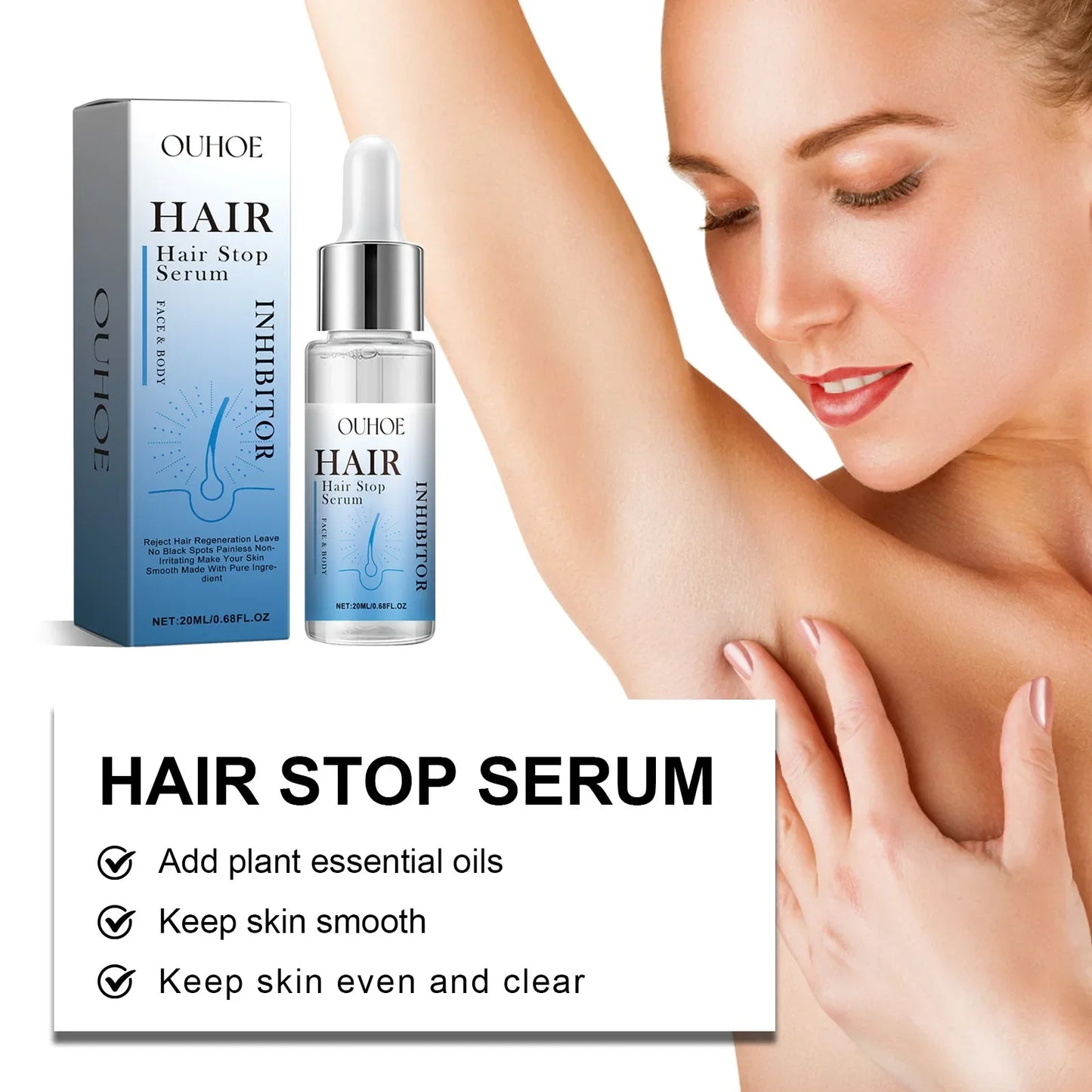 Permanent Hair Inhibiting Serum Stop Hair Growth Body Underarm Legs Arms Moisturize Whitening Powerful Painless Depilatory Serum