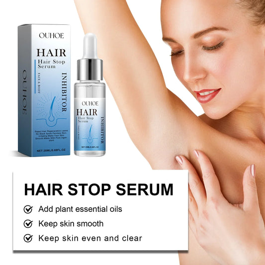 Permanent Hair Inhibiting Serum Stop Hair Growth Body Underarm Legs Arms Moisturize Whitening Powerful Painless Depilatory Serum