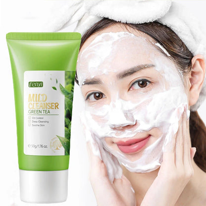 Green Tea & Sakura Skincare Kit | Korean Cosmetics for Women | Moisturizing, Acne Care & Exfoliating Face Set