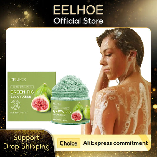 EELHOE Green Fig Sugar Scrub Body Exfoliating Dead Skin Remover Oil Control Nourishing Body Cleaning Lightening Body Scrub 120g