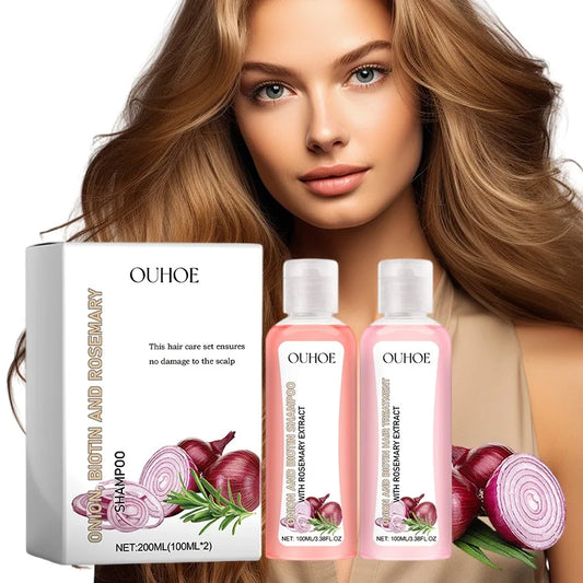 Shampoo & Conditioner Hair Care Set Onion Biotin and Rosemary Deep Cleansing Nourishing Shampoo For Hair Shine Smooth Densely
