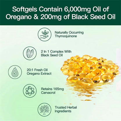 Pslalae | Oregano Oil Black Seed Softgels | Immune & Digestive Health Support