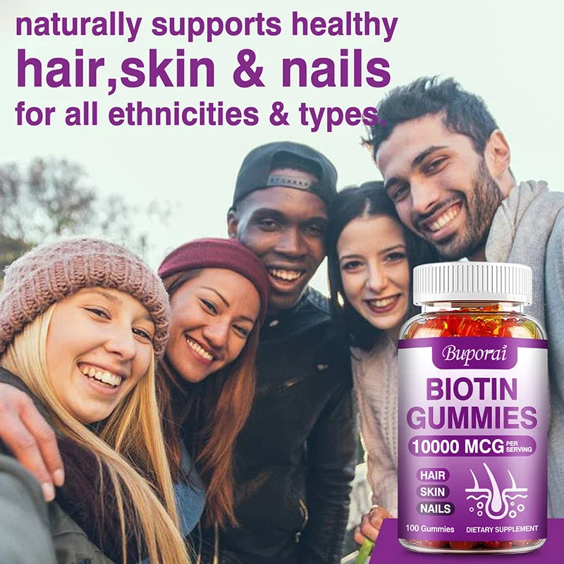 Buporai | Biotin Gummies| Hair, Skin & Nails, Immunity, Digestion Support | 100 Gummies
